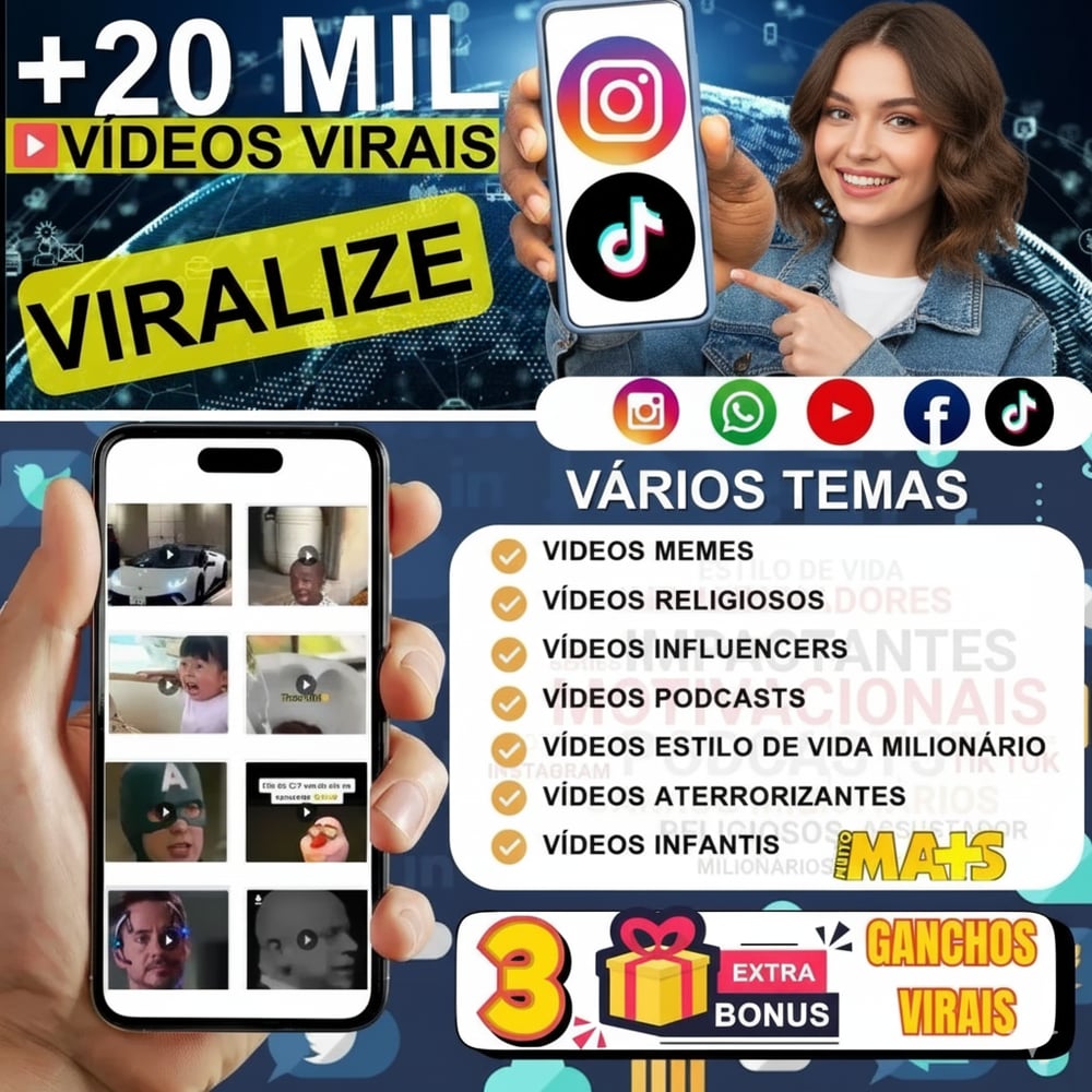 Baixe agora, 20 mil videos virais para canal dark youtube e redes sociais