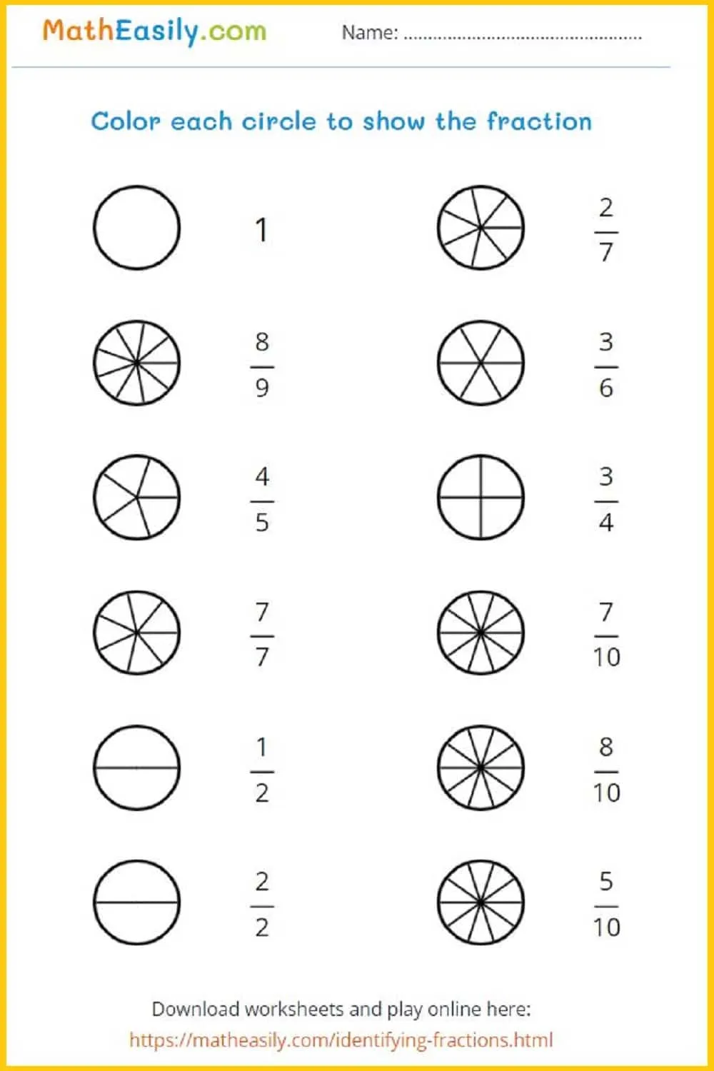 Atividade de Basic Fractions Worksheets For Beginners Pdf - Folha 12