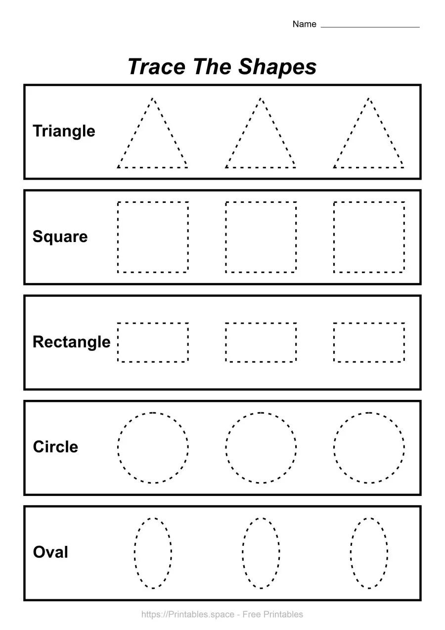 Atividade de Free Geometry Shapes Tracing Worksheets - Folha 5