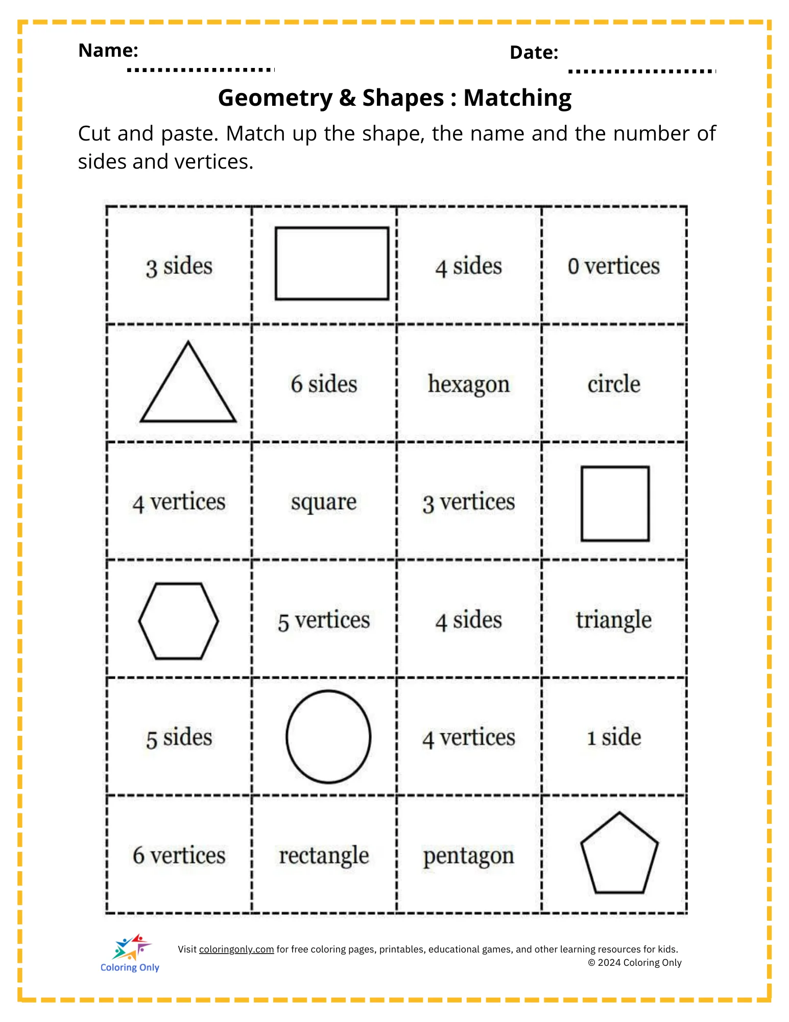 Atividade de Free Geometry Shapes Tracing Worksheets - Folha 7