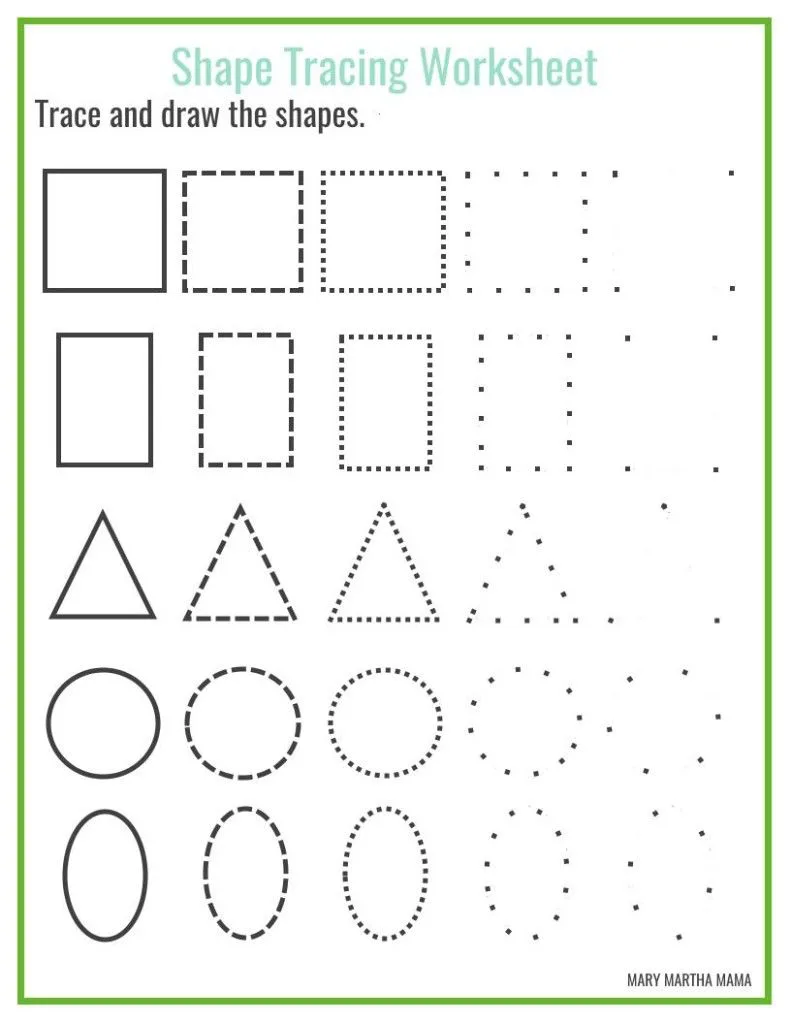 Atividade de Free Geometry Shapes Tracing Worksheets - Folha 8