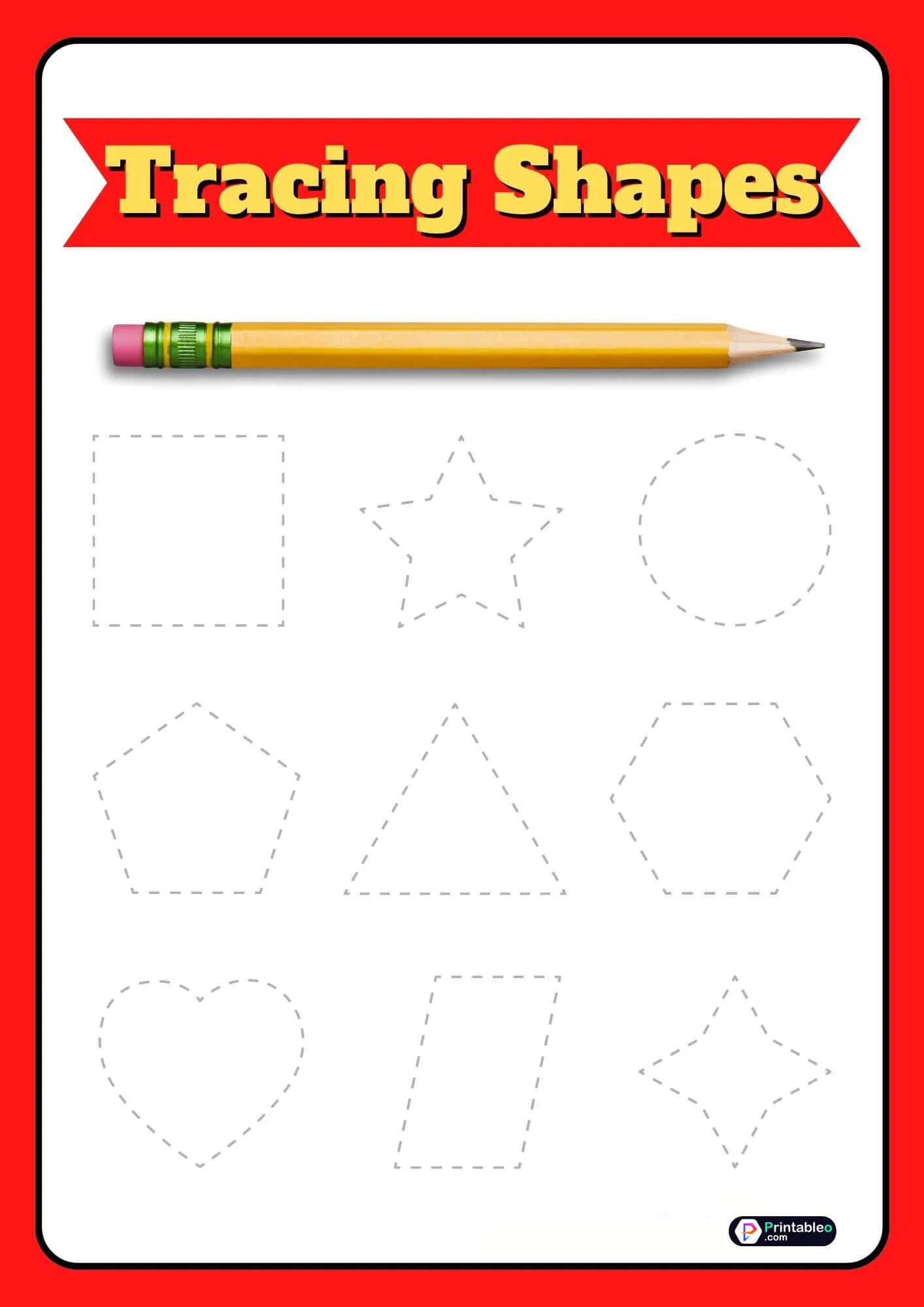 Atividade de Free Geometry Shapes Tracing Worksheets - Folha 12
