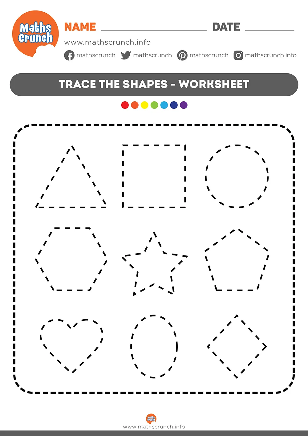 Atividade de Free Geometry Shapes Tracing Worksheets - Folha 14