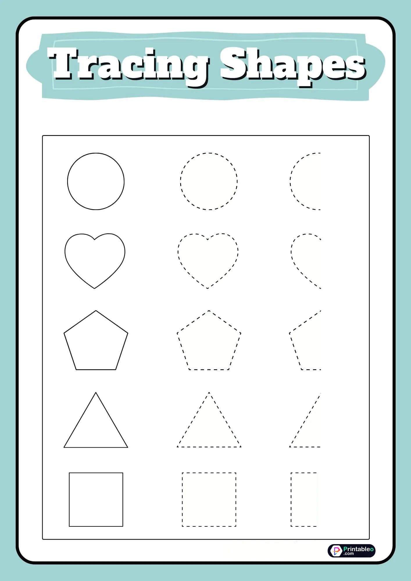 Atividade de Free Geometry Shapes Tracing Worksheets - Folha 17
