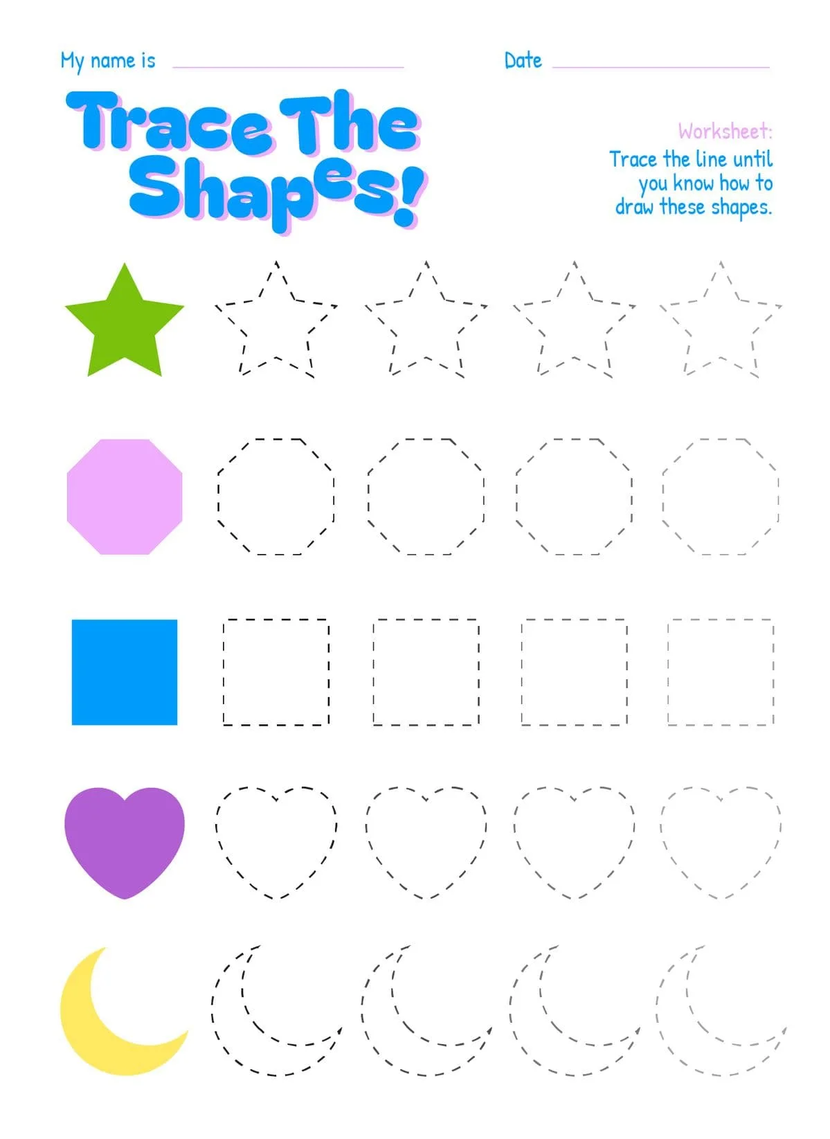 Atividade de Free Geometry Shapes Tracing Worksheets - Folha 20