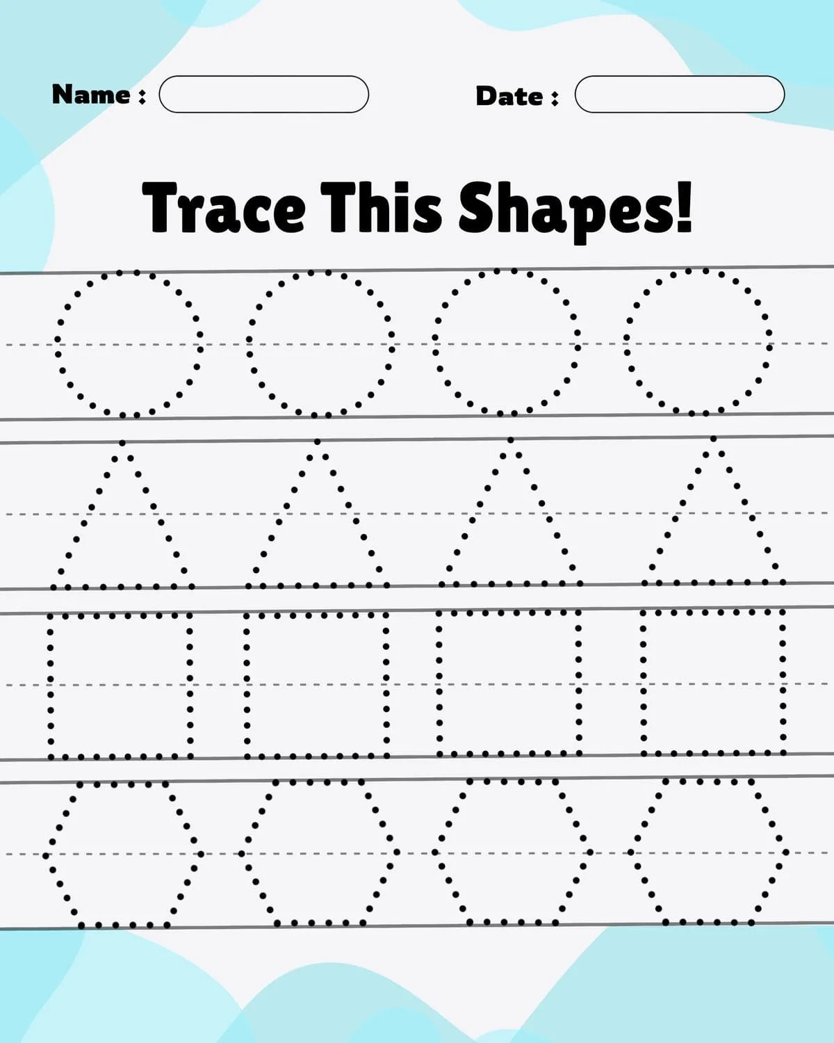 Atividade de Free Geometry Shapes Tracing Worksheets - Folha 22