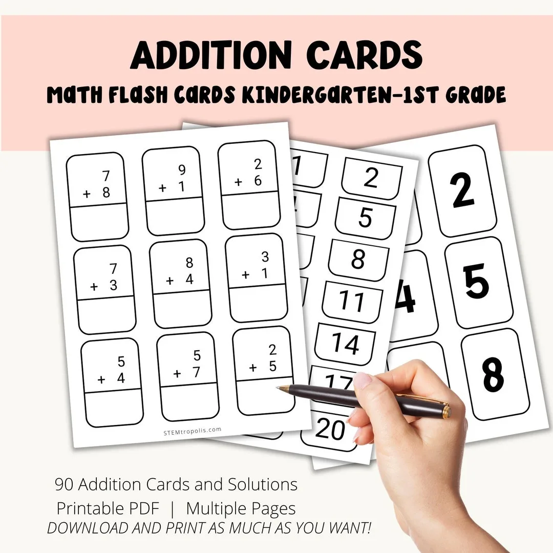 Atividade de Free Printable Addition Flashcards For 1st Grade - Folha 12