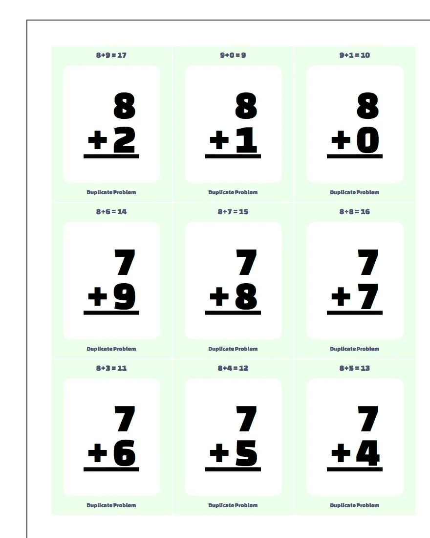 Atividade de Free Printable Addition Flashcards For 1st Grade - Folha 28