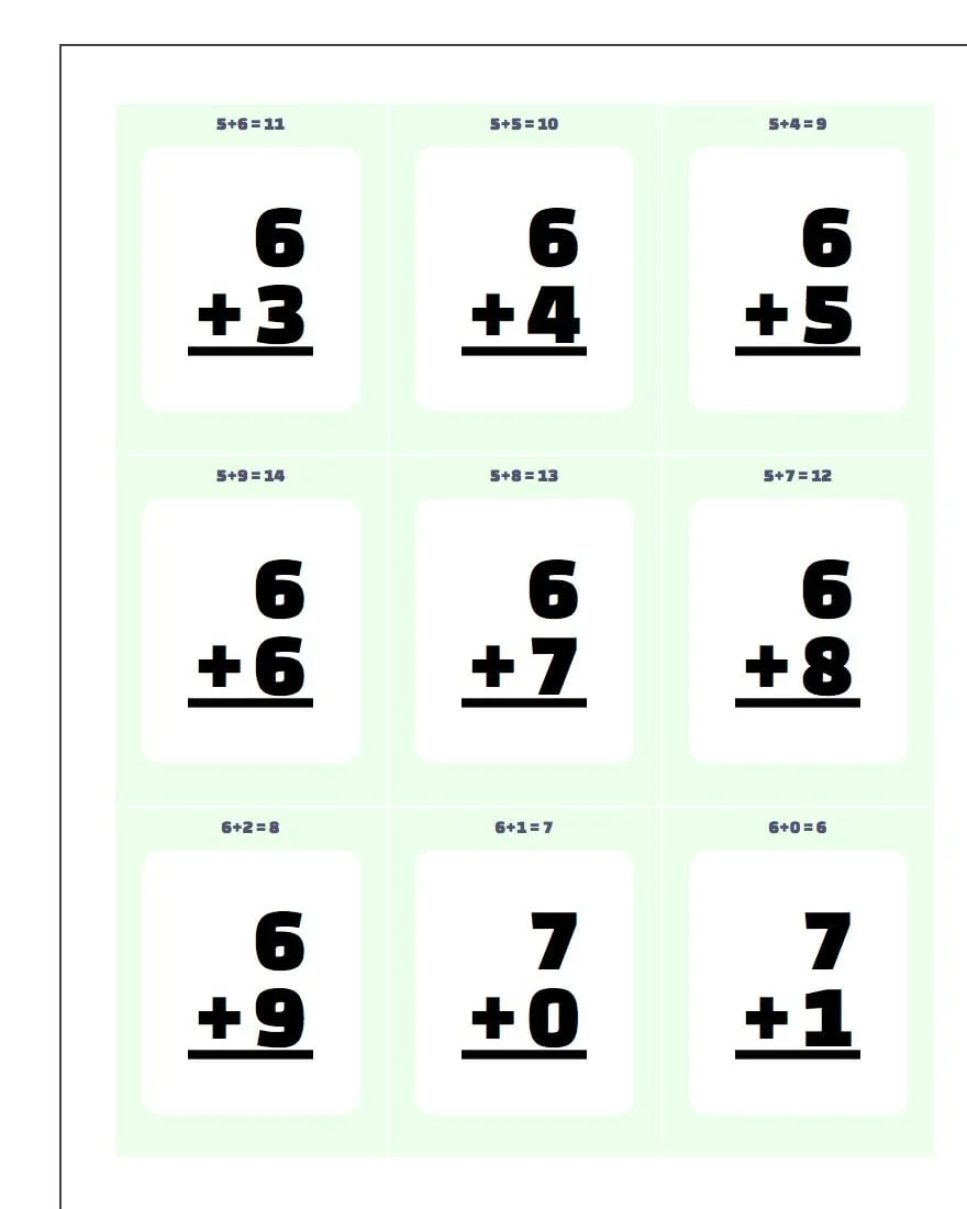 Atividade de Free Printable Addition Flashcards For 1st Grade - Folha 66