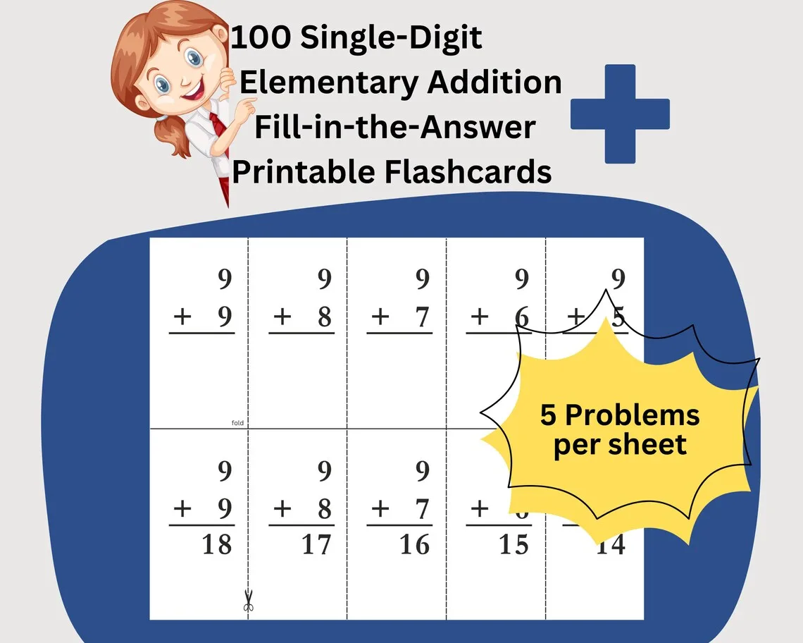 Atividade de Free Printable Addition Flashcards For 1st Grade - Folha 89