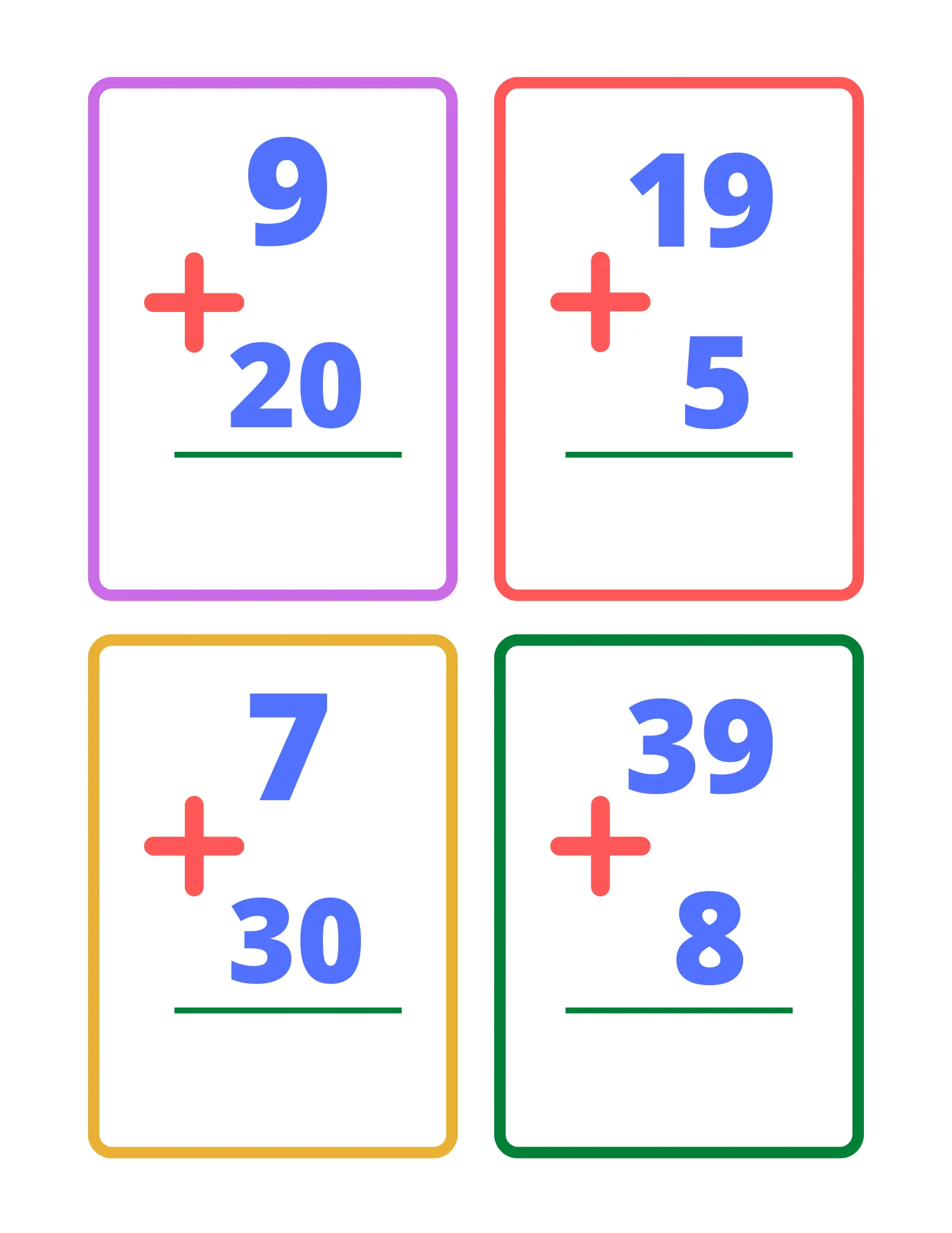 Atividade de Free Printable Addition Flashcards For 1st Grade - Folha 97