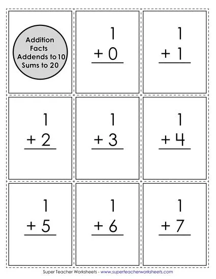 Atividade de Free Printable Addition Flashcards For 1st Grade - Folha 118