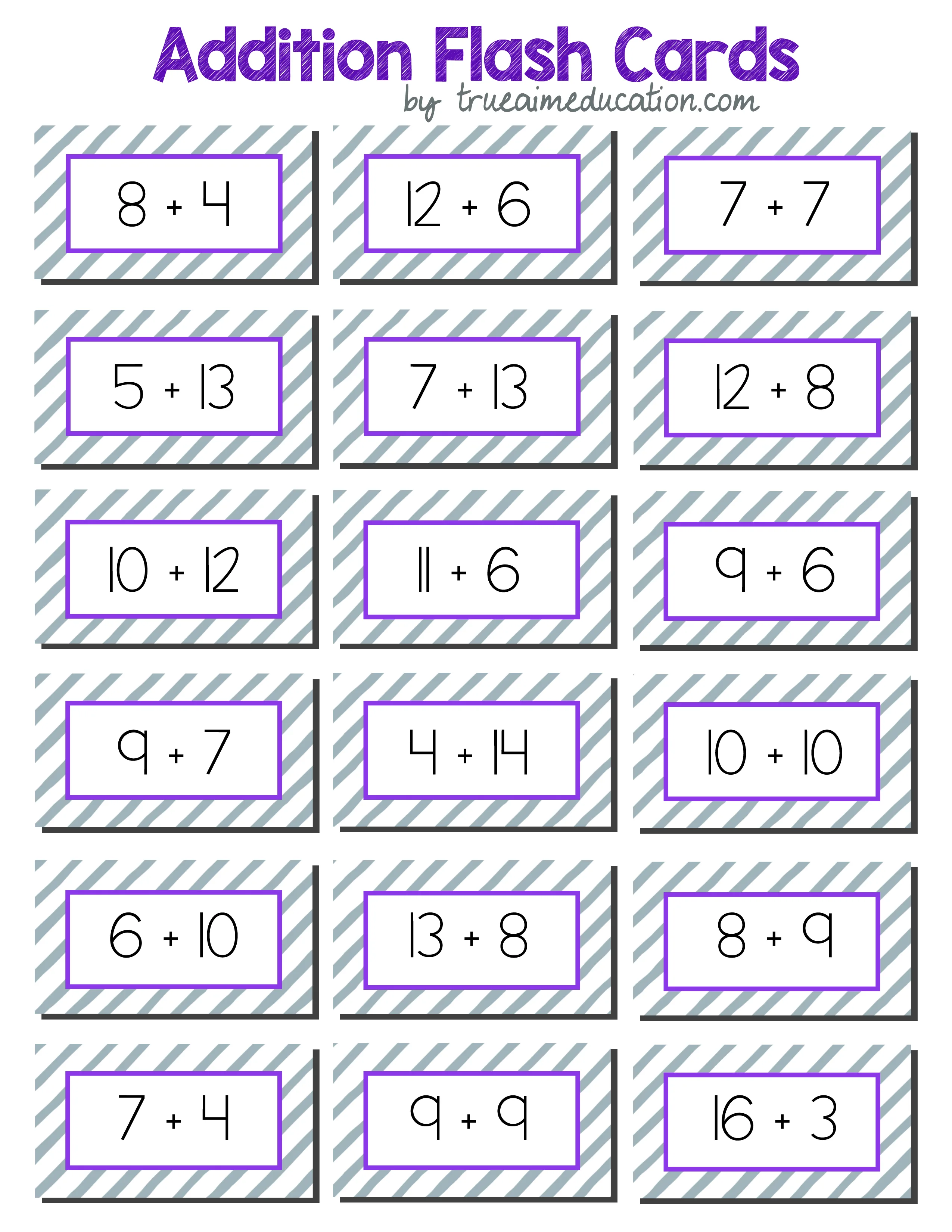 Atividade de Free Printable Addition Flashcards For 1st Grade - Folha 122