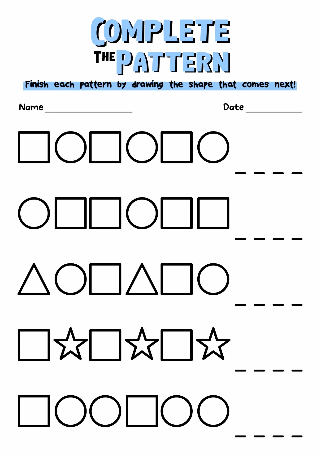 Atividade de Pattern Recognition Worksheets For Preschool - Folha 6