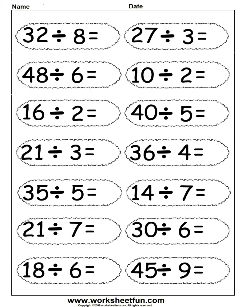 Atividade de Printable Division Practice Sheets 3rd Grade - Folha 13