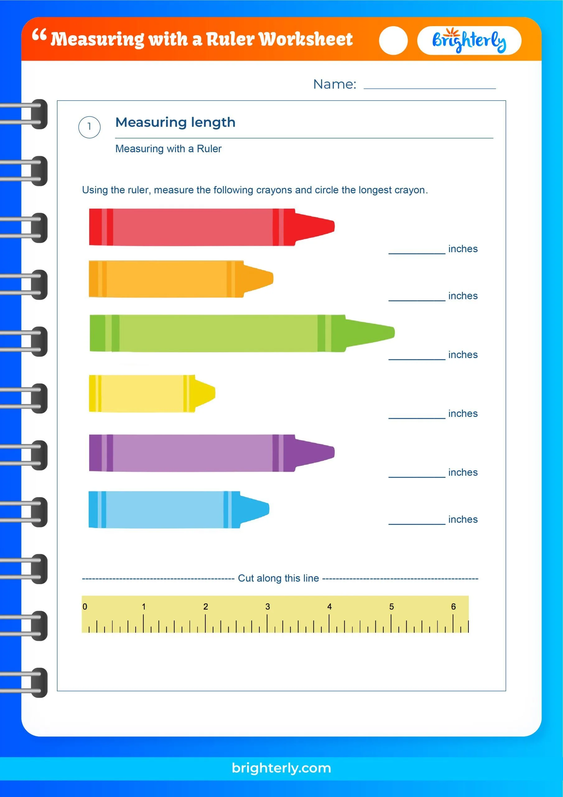 Atividade de Printable Ruler Measurement Practice Sheets - Folha 5