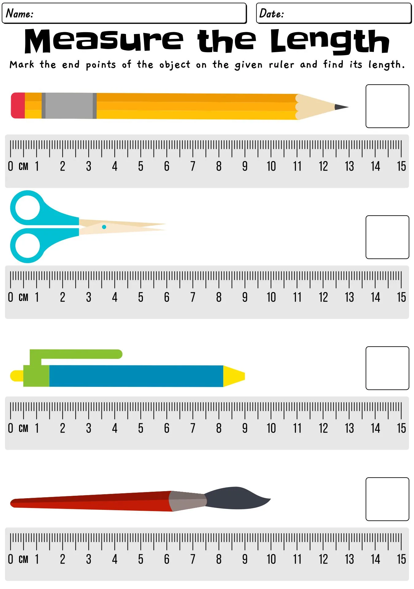 Atividade de Printable Ruler Measurement Practice Sheets - Folha 6