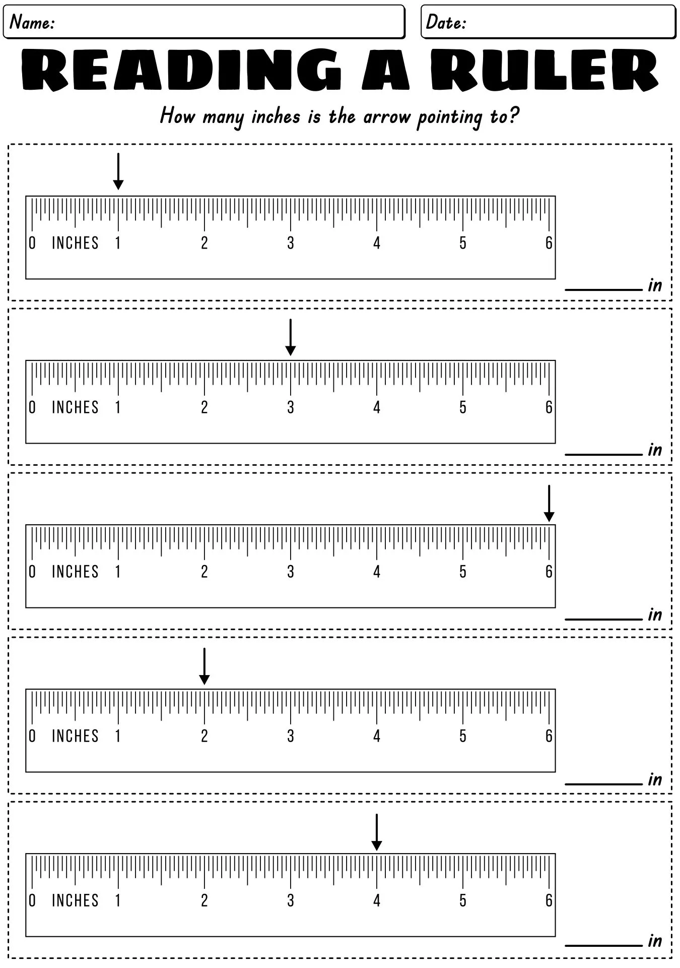 Atividade de Printable Ruler Measurement Practice Sheets - Folha 9