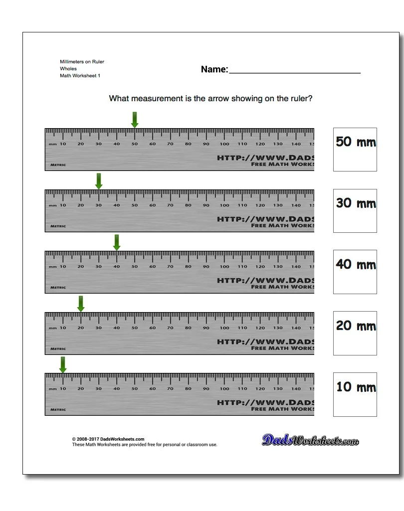 Atividade de Printable Ruler Measurement Practice Sheets - Folha 12
