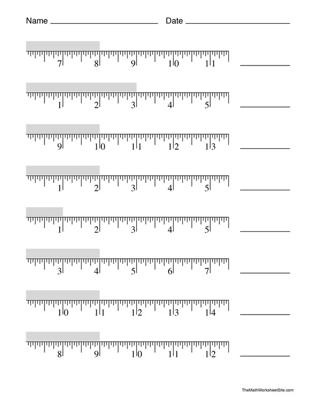 Atividade de Printable Ruler Measurement Practice Sheets - Folha 13