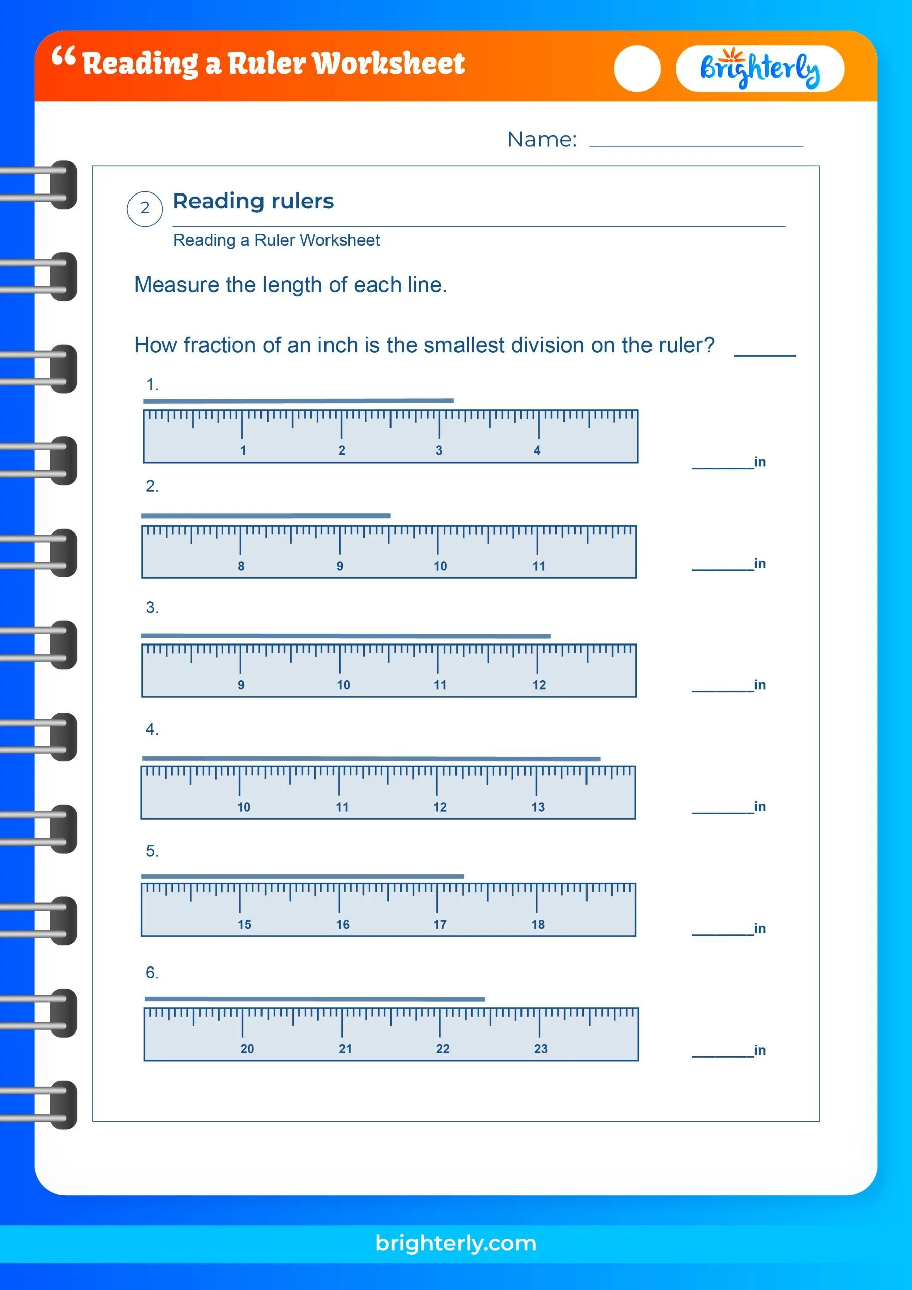 Atividade de Printable Ruler Measurement Practice Sheets - Folha 16