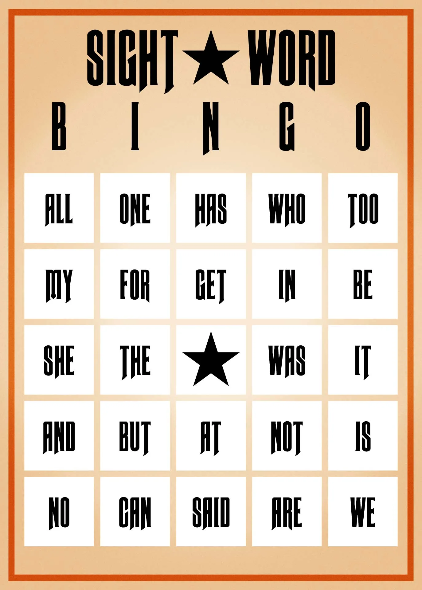 Atividade de Sight Word Bingo Cards Free Printable - Folha 3