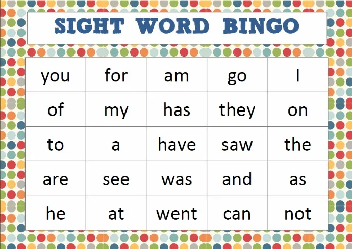 Atividade de Sight Word Bingo Cards Free Printable - Folha 13