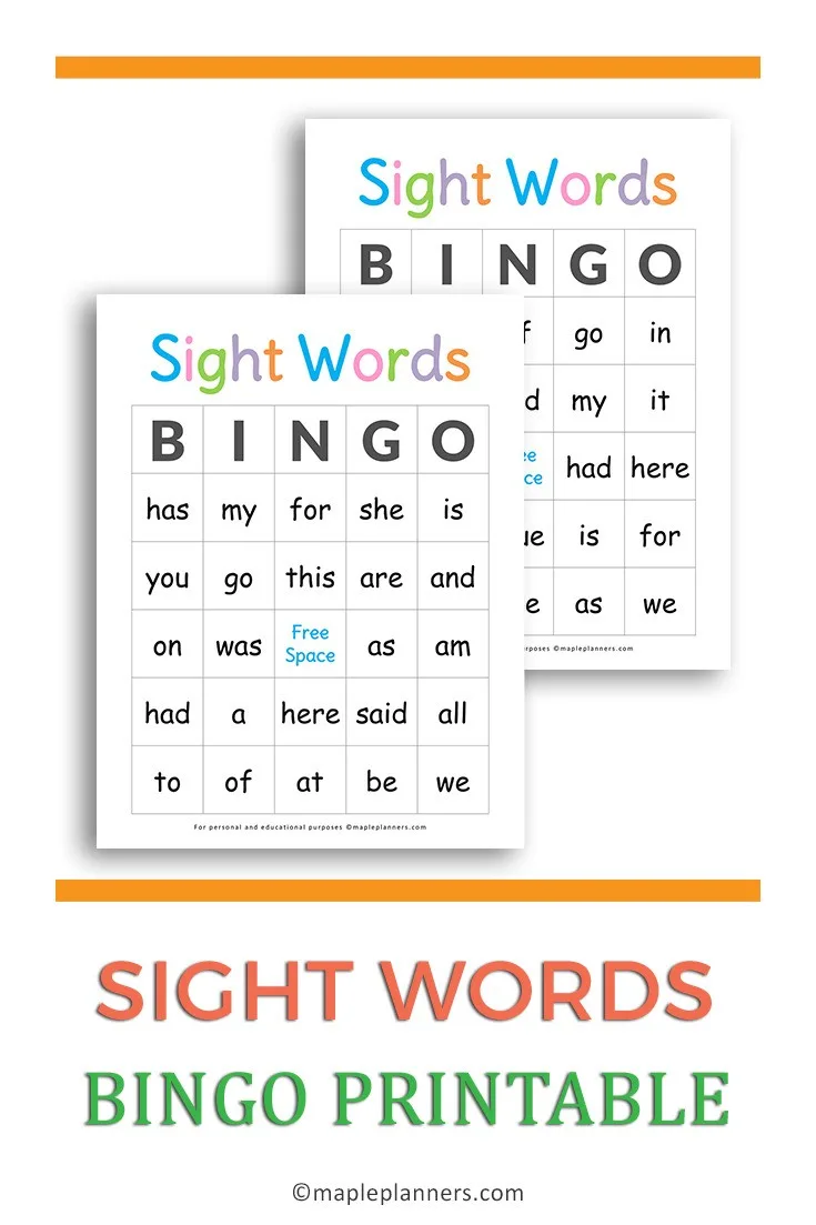 Atividade de Sight Word Bingo Cards Free Printable - Folha 27