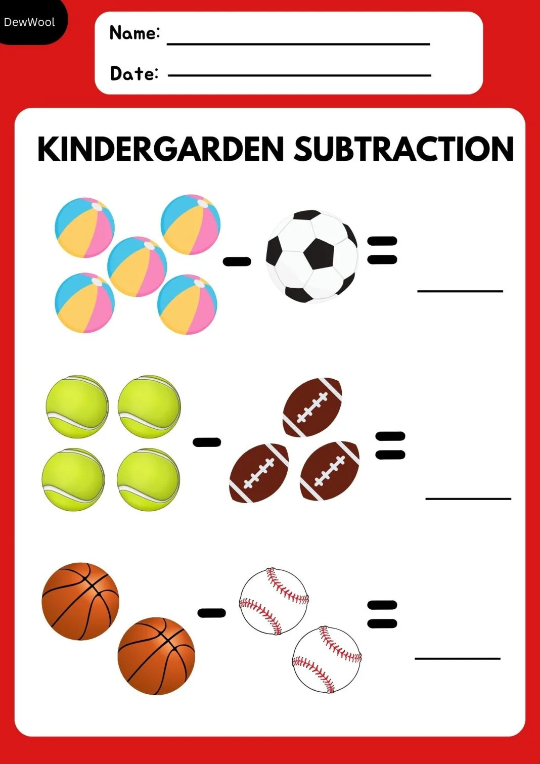 Atividade de Subtraction Worksheets For Kindergarten Pdf - Folha 6