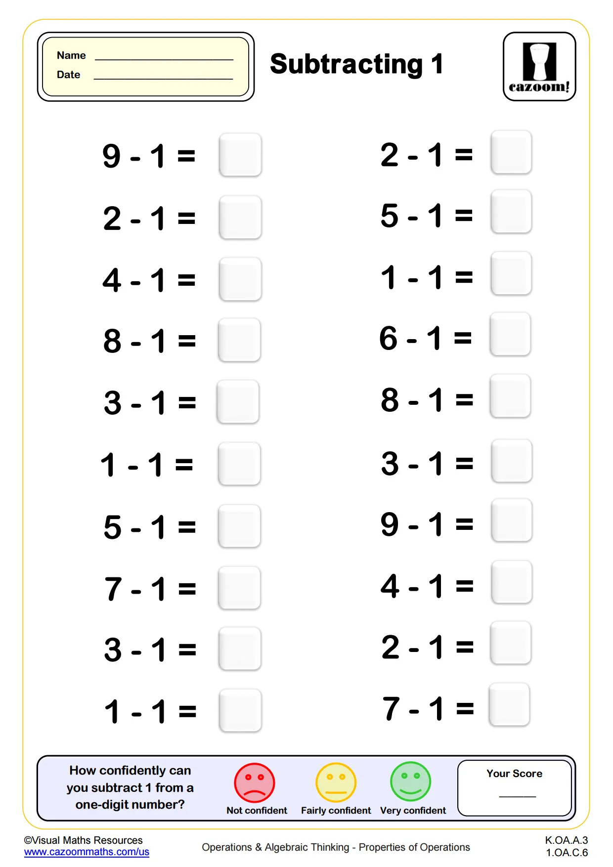 Atividade de Subtraction Worksheets For Kindergarten Pdf - Folha 8