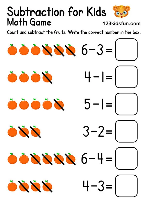 Atividade de Subtraction Worksheets For Kindergarten Pdf - Folha 9
