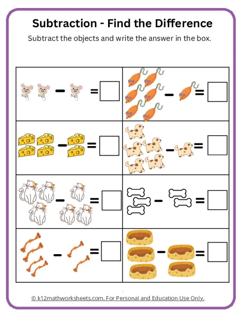 Atividade de Subtraction Worksheets For Kindergarten Pdf - Folha 17