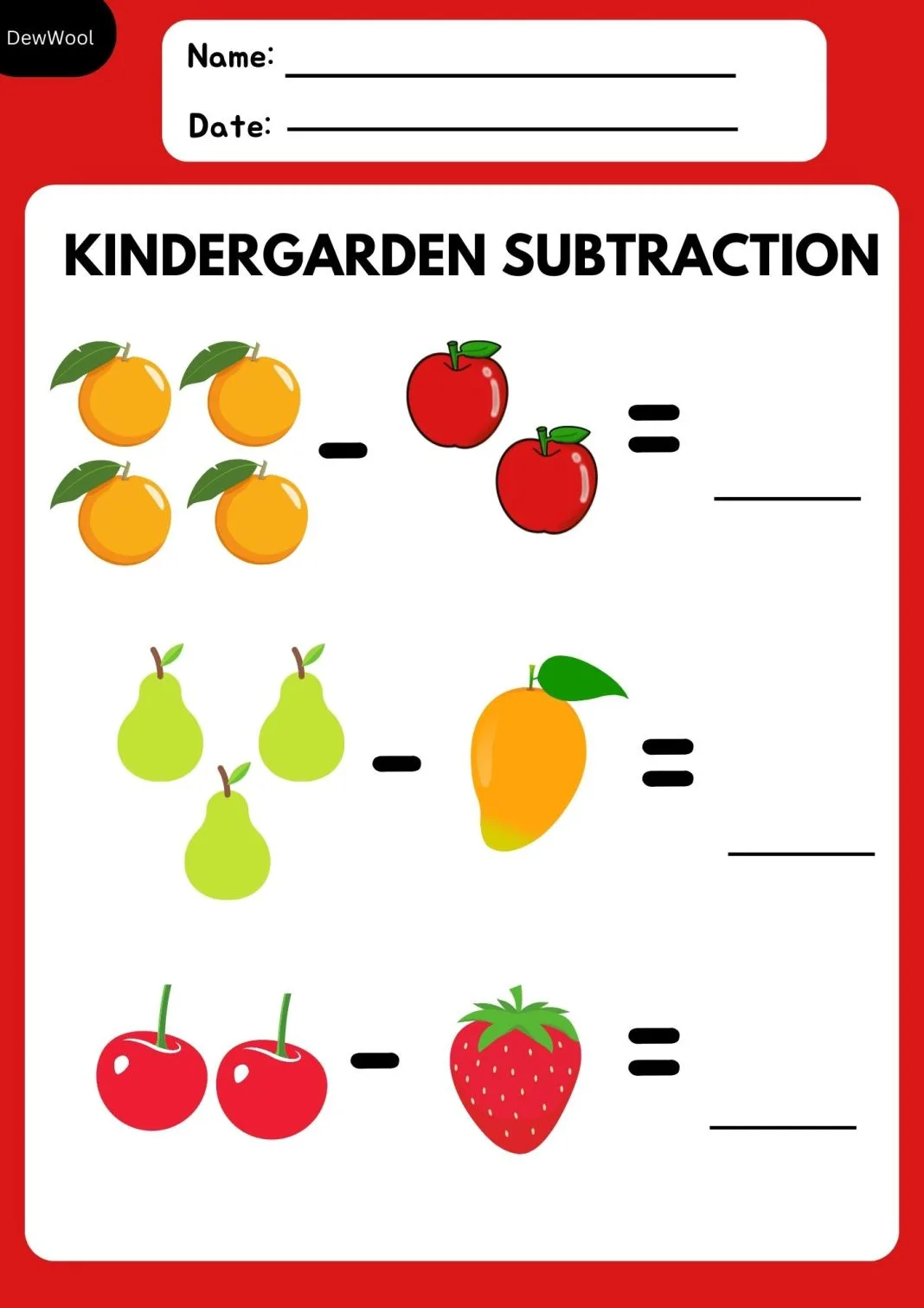 Atividade de Subtraction Worksheets For Kindergarten Pdf - Folha 33