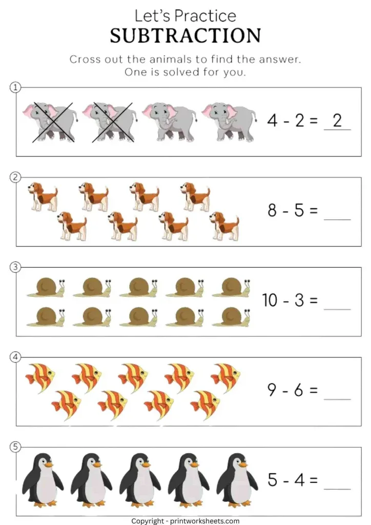 Atividade de Subtraction Worksheets For Kindergarten Pdf - Folha 61