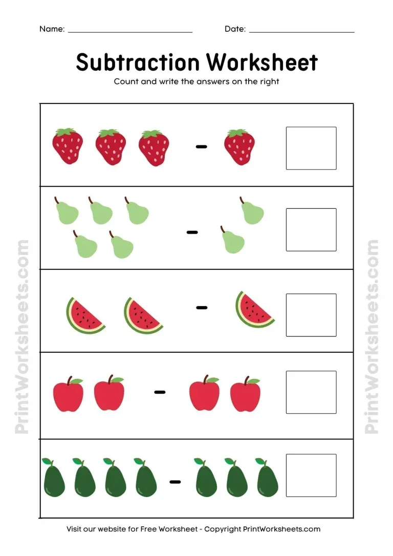 Atividade de Subtraction Worksheets For Kindergarten Pdf - Folha 95
