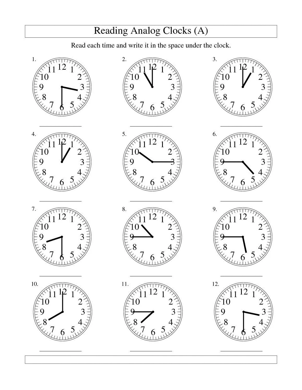 Atividade de Telling Time Clock Faces Printable Free - Folha 2