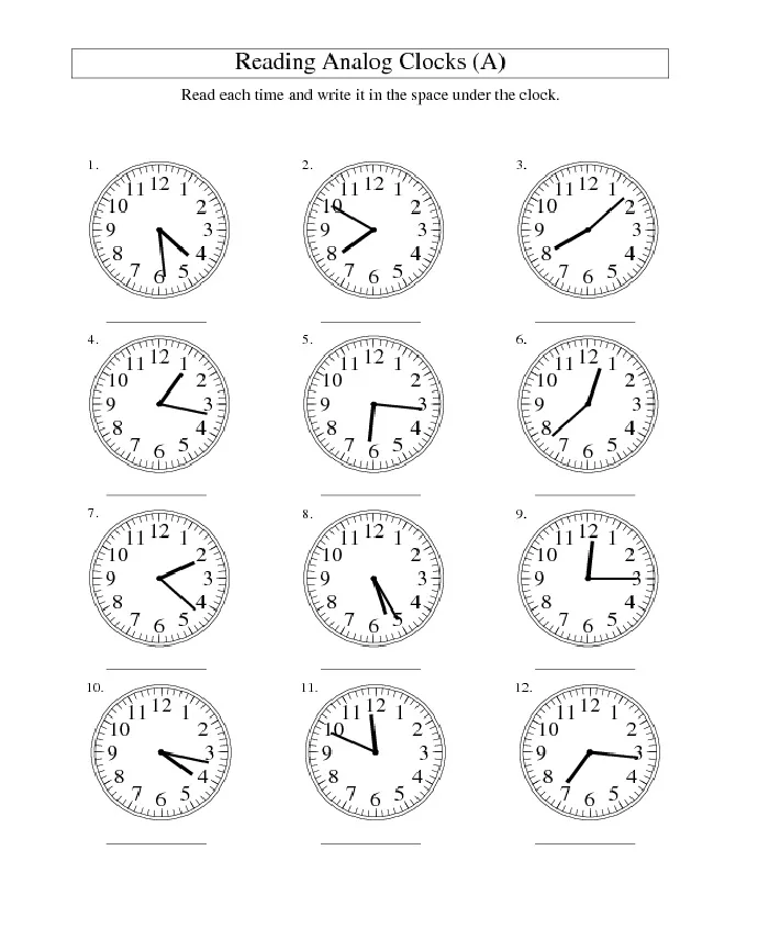 Atividade de Telling Time Clock Faces Printable Free - Folha 11