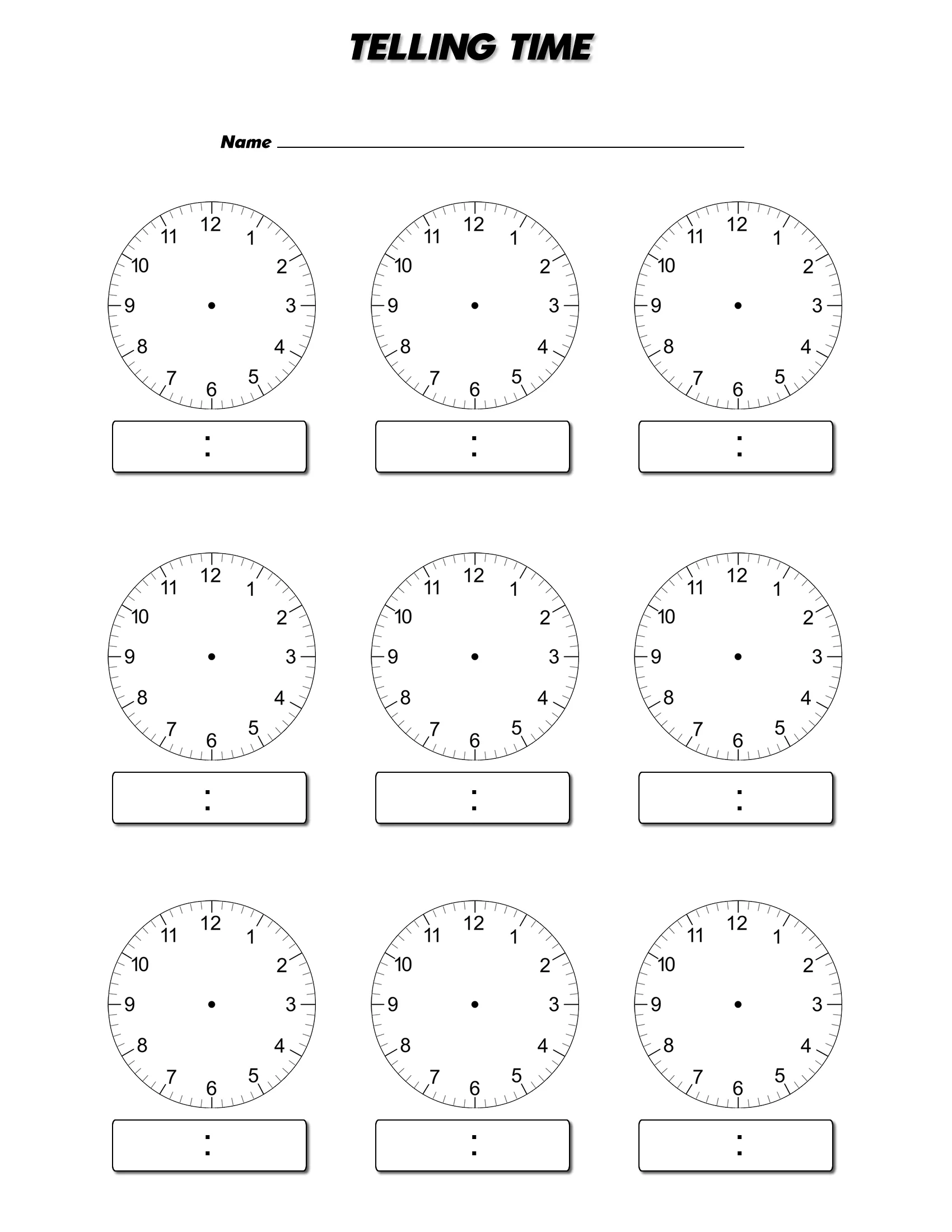 Atividade de Telling Time Clock Faces Printable Free - Folha 16