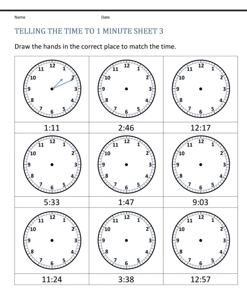 Atividade de Telling Time Clock Faces Printable Free - Folha 19