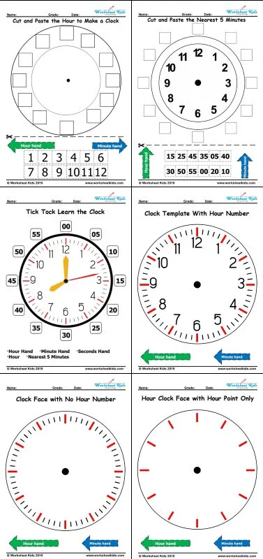 Atividade de Telling Time Clock Faces Printable Free - Folha 21