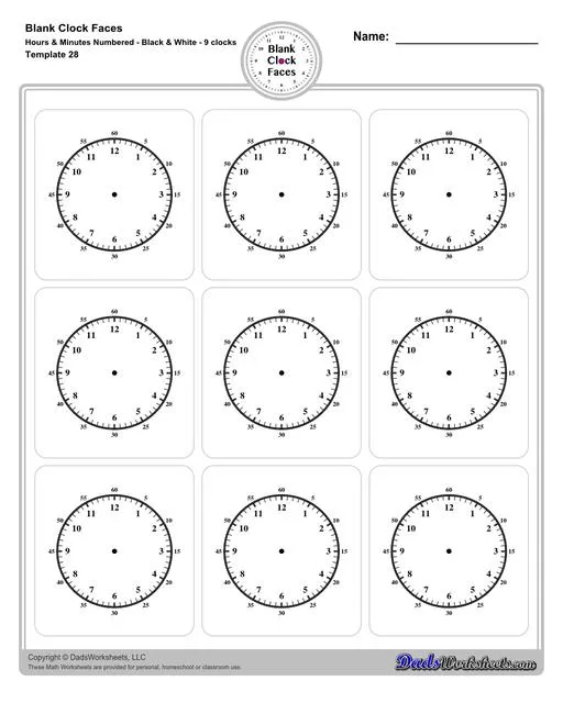 Atividade de Telling Time Clock Faces Printable Free - Folha 25
