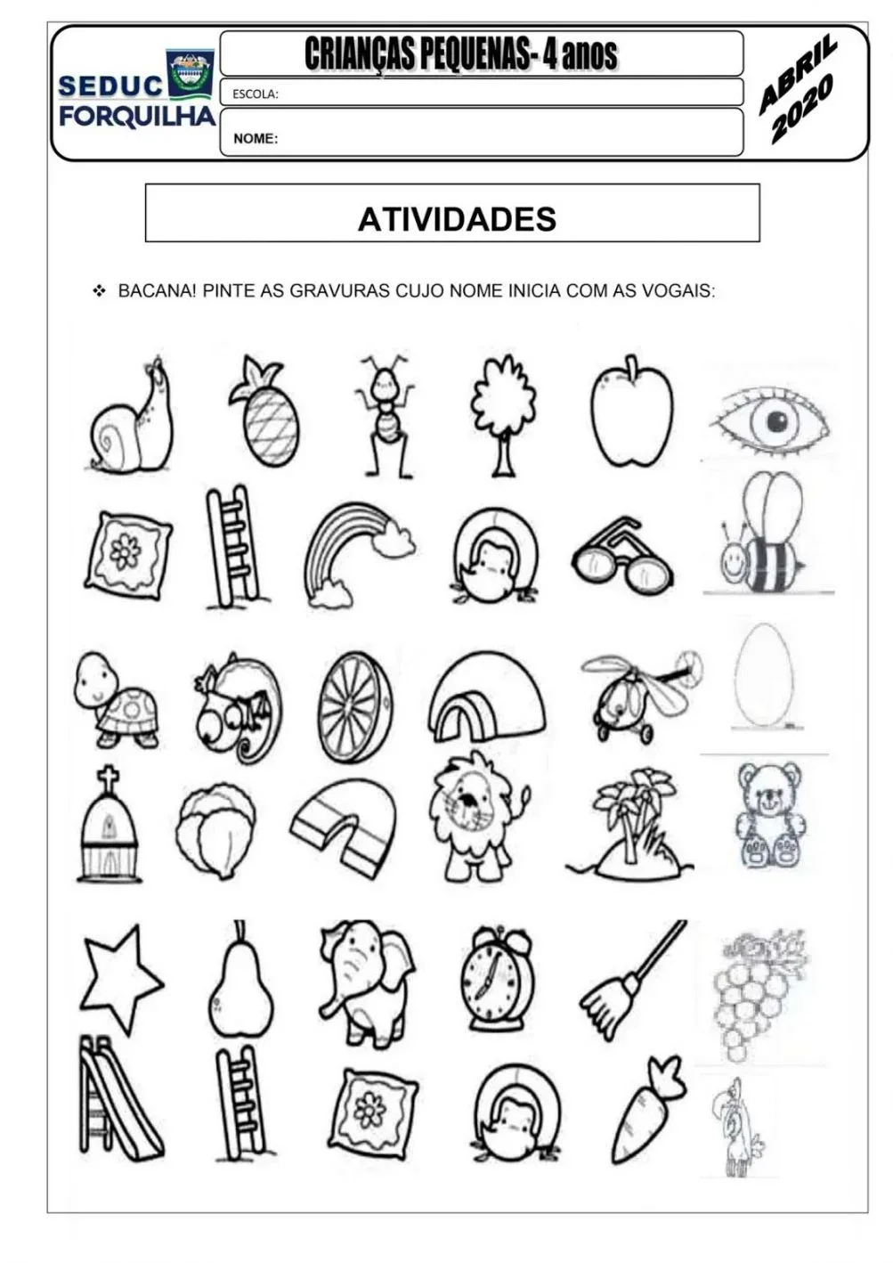 desenho de Atividades Infantil para imprimir