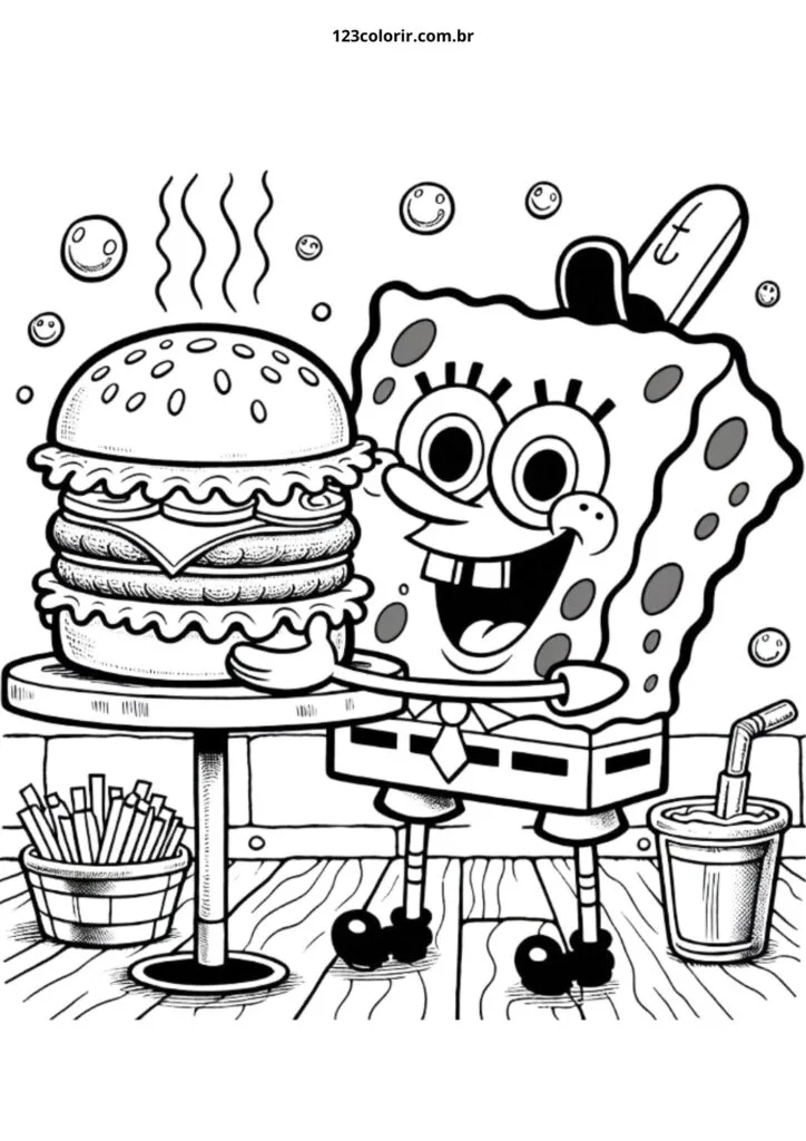 desenho educativo de Bob Esponja Para Colorir
