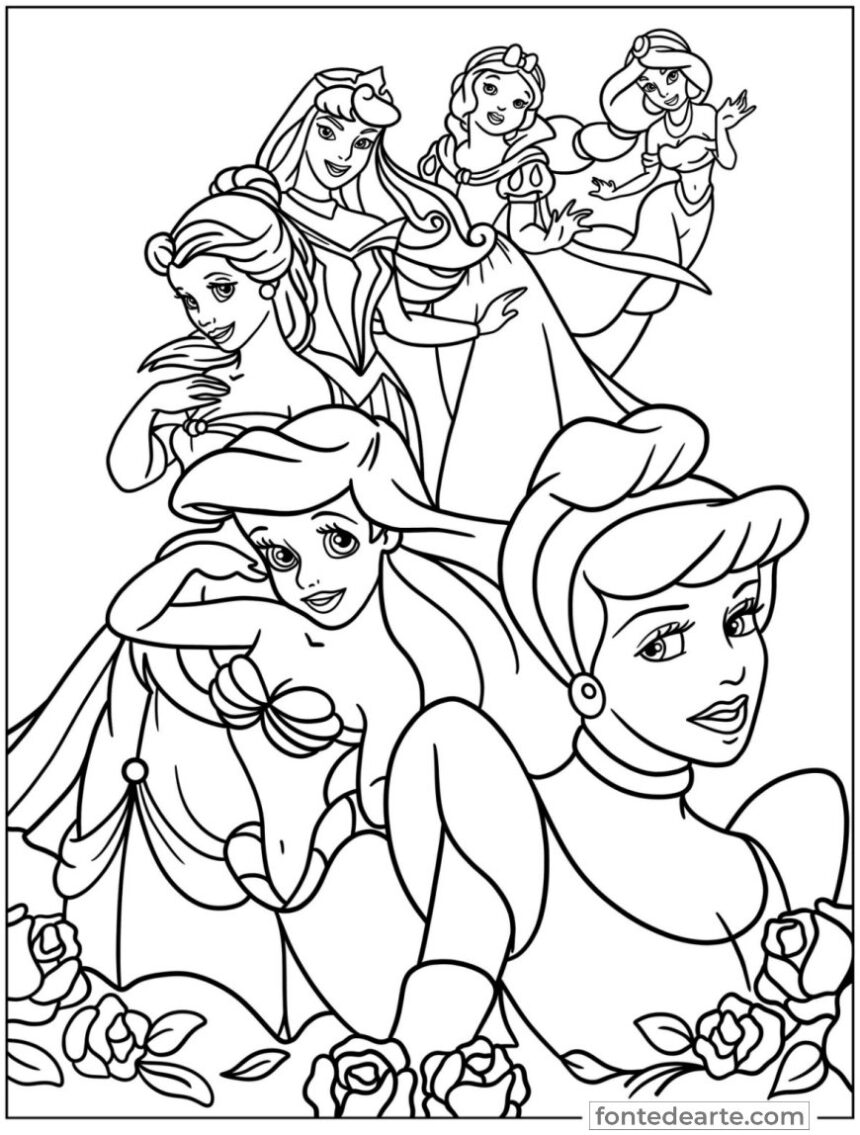 desenho de Princesas Para Colorir para imprimir